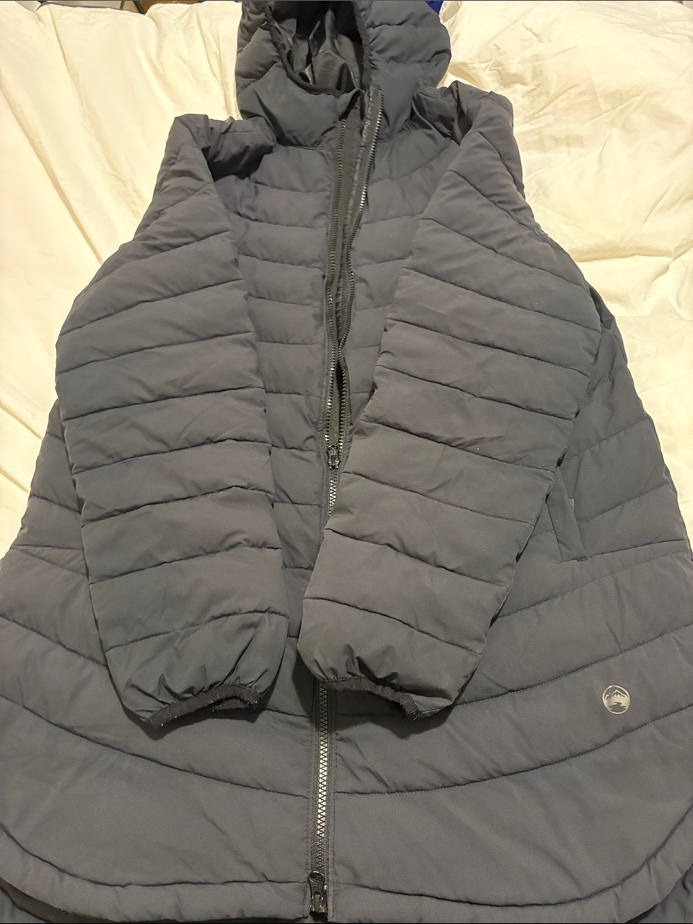 Ladies Hooded Puffer Jacket - Dark Gray